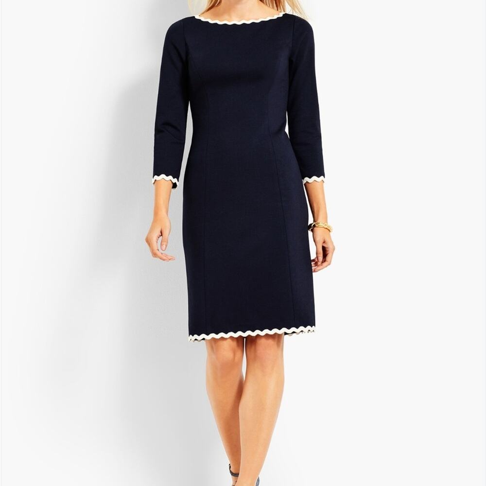 TALBOTS REFINED PONTE RICKRACK TRIMMED SHEATH DRESS SIZE 2